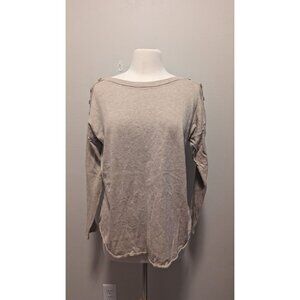 Michael Kors Gold Button Wide Neck Beige Cream Sweater Classiccore